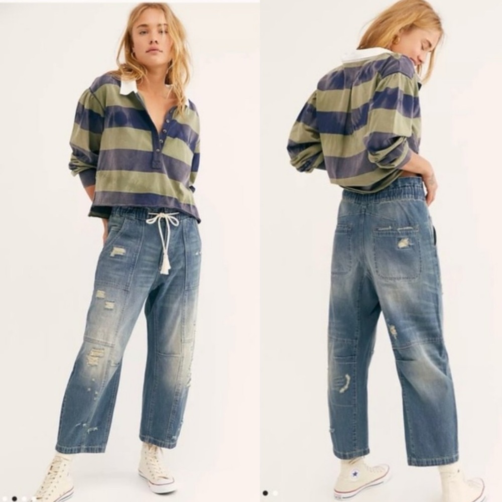 Free People We The Free In My Time Denim Cargo Jeans